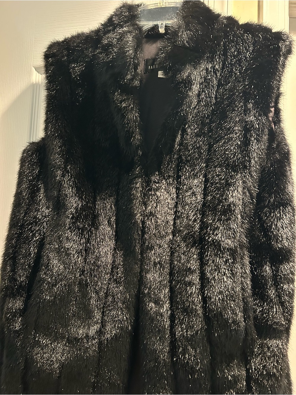 Fabulous Furs Black Faux Fur Sleeveless Vest